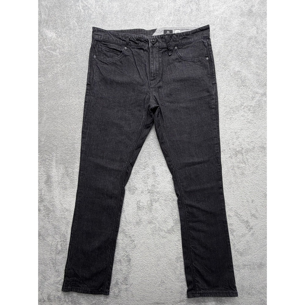 Volcom 2x4 Skinny Jeans Mens Measured 38x31 Black Extra-Slim Stretch Denim‎ Zip